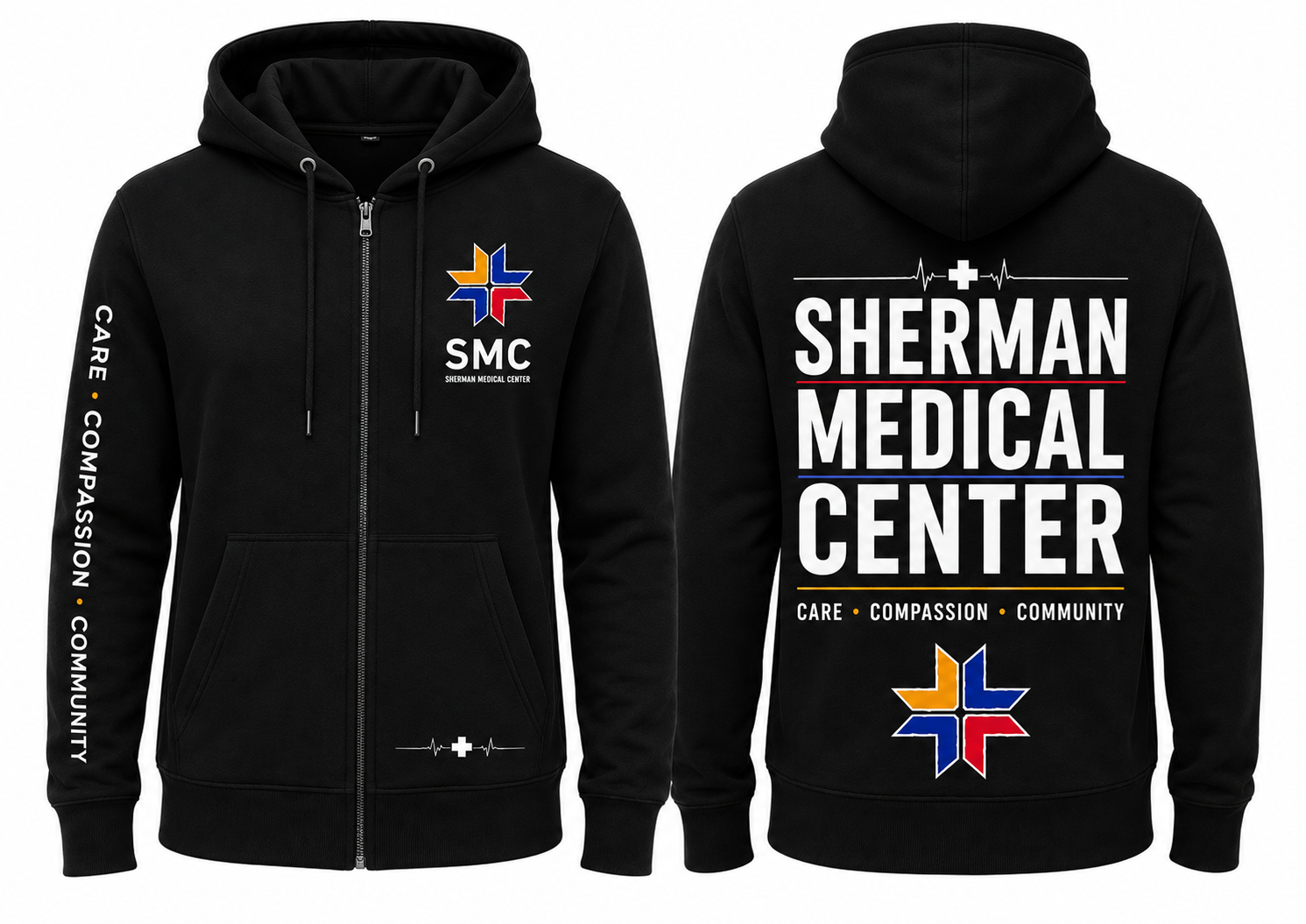 SMC Branded Zip Up Hoodie BLACK